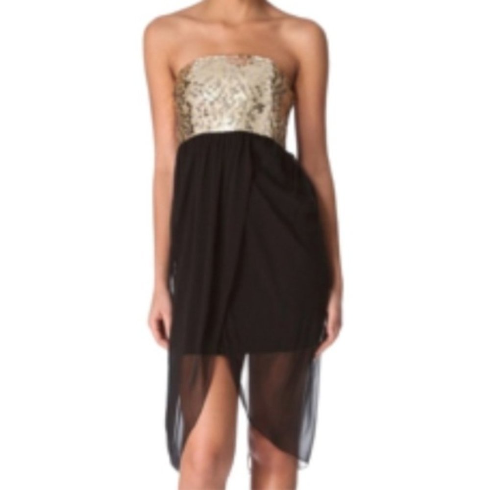 𝅺ALICE + OLIVIA  SILK AND  SEQUIN STRAPLESS DRESS
